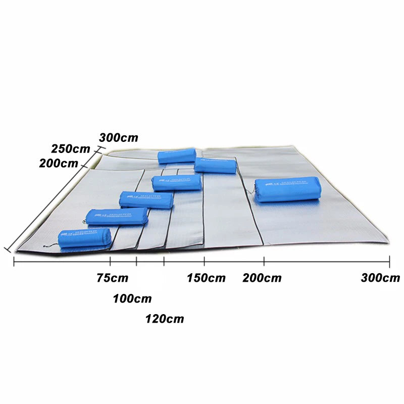 Camping Mat Foam Foil Blanket Aluminum Insulation Foam Foil Mat Sleeping Pad Thermal Outdoor Tent Footprint Reflecting Heat