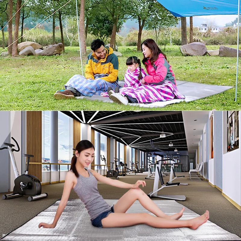 Camping Mat Foam Foil Blanket Aluminum Insulation Foam Foil Mat Sleeping Pad Thermal Outdoor Tent Footprint Reflecting Heat
