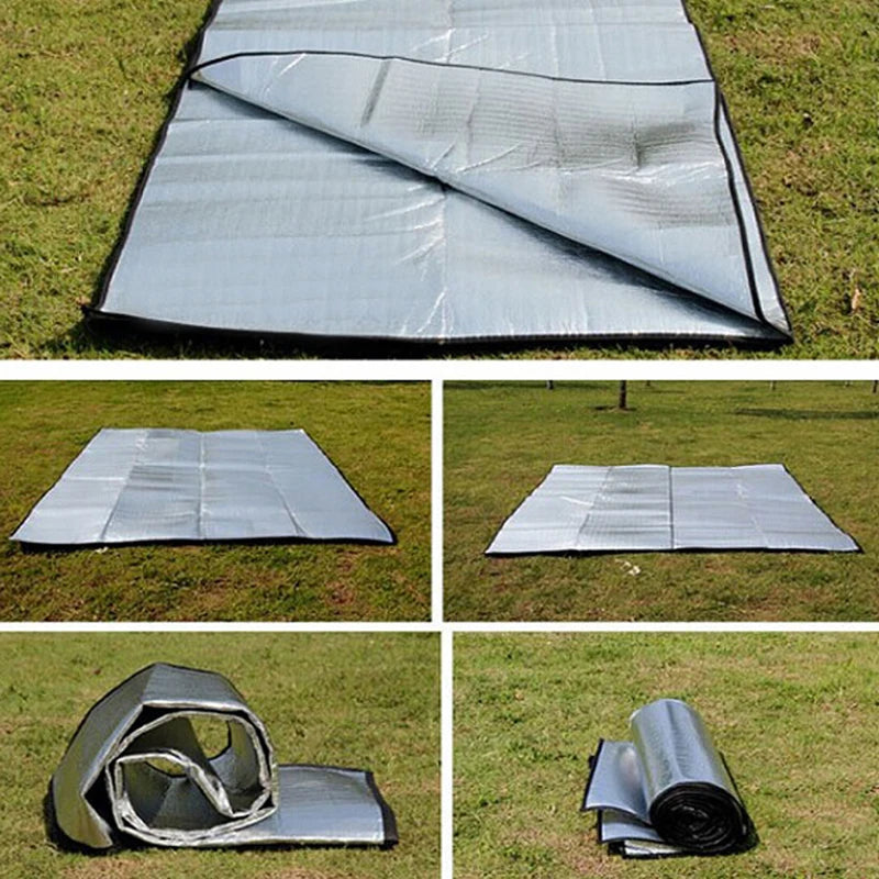 Camping Mat Foam Foil Blanket Aluminum Insulation Foam Foil Mat Sleeping Pad Thermal Outdoor Tent Footprint Reflecting Heat