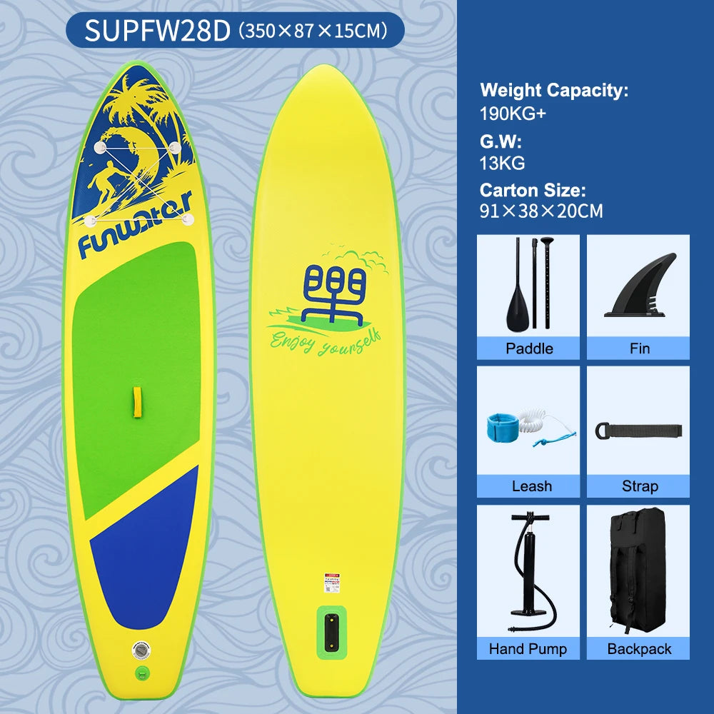FunWater 11'6" Sup Board Inflatable Surfboard Stand Up Paddle Board Inflatable Sup Paddleboard with Accessories EU Warehouse