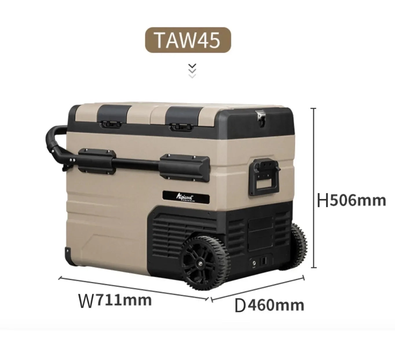 DC 12V24V Refrigerator TAW35 Durable Wheels Solar Power Portable Detachable Battery Car Fridge
