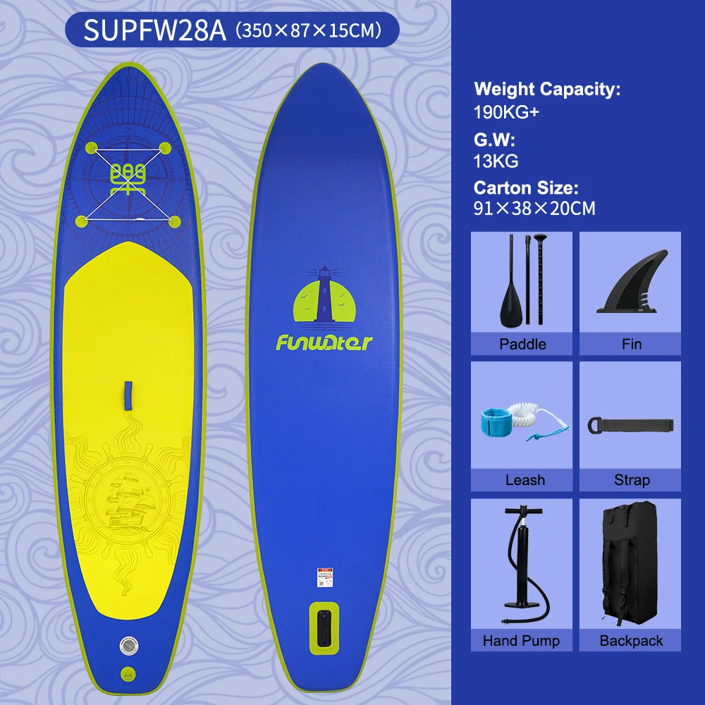 FunWater 11'6" Sup Board Inflatable Surfboard Stand Up Paddle Board Inflatable Sup Paddleboard with Accessories EU Warehouse