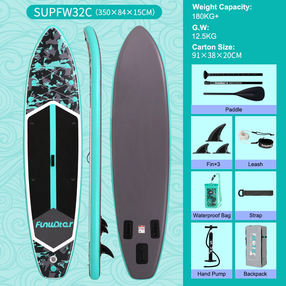 Feath-R-lite 11'6" Koi Sup Board Inflatable Surfboard Stand Up Paddle Board Inflatable Sup PaddleBoard with Accessories