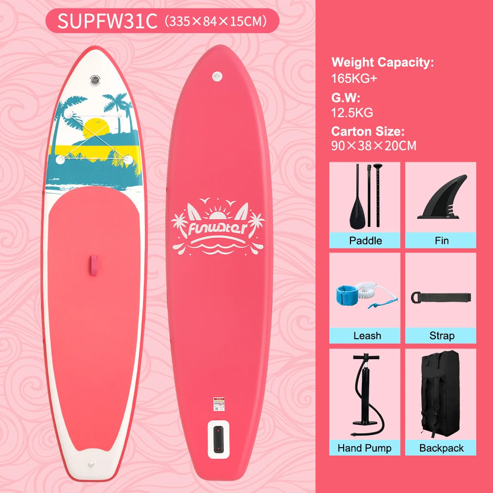FunWater 11' Sup Board Inflatable Surfboard Stand Up Paddle Board Inflatable Sup PaddleBoard with Accessories EU Warehouse Stock