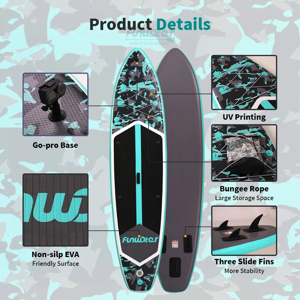 FunWater 11' Sup Board Inflatable Surfboard Stand Up Paddle Board Inflatable Sup PaddleBoard with Accessories EU Warehouse Stock