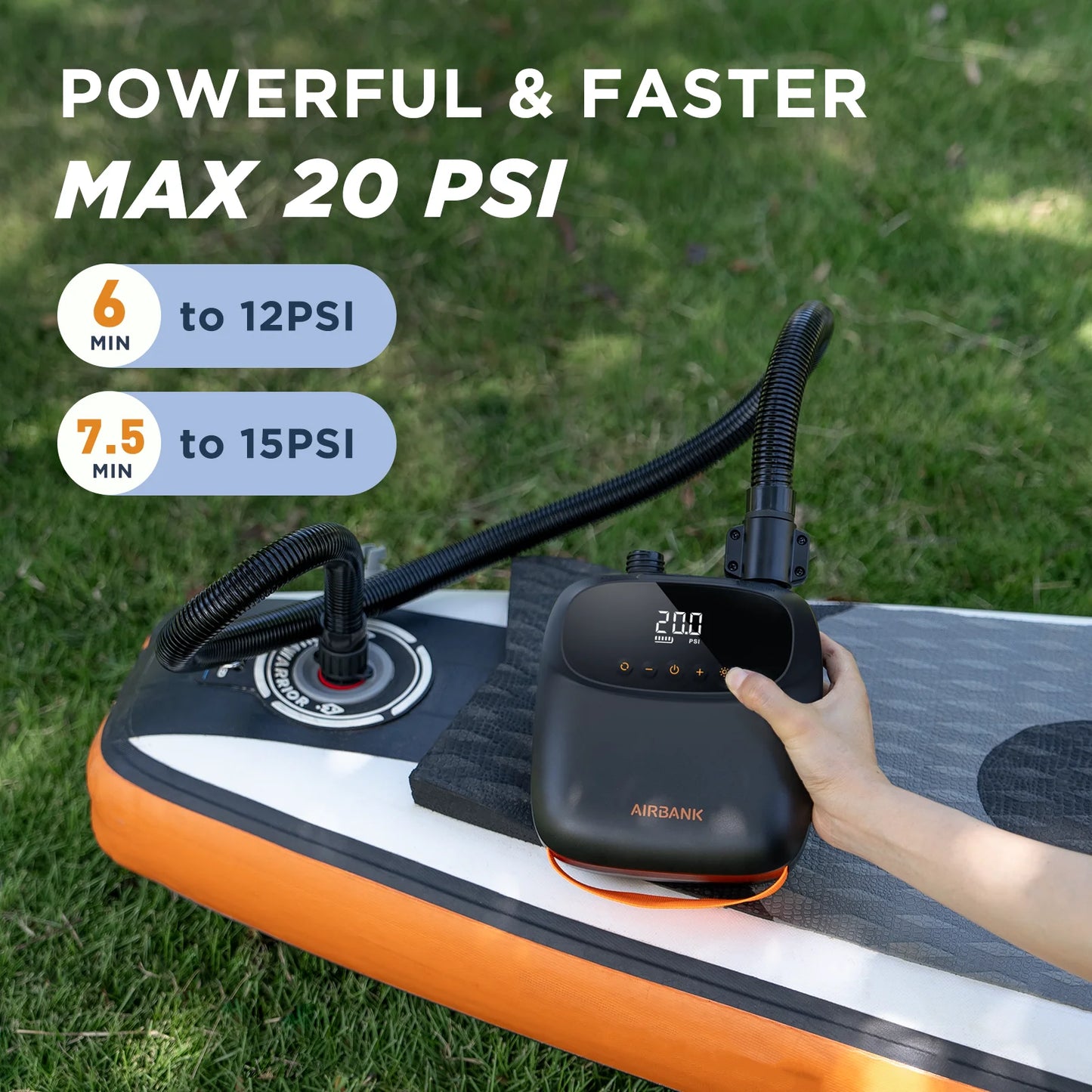 Airbank Stand Up Paddle SUP Pump Rechargeable 20PSI Inflatable PVC Boat Kayak Accessories for Surfing Kite Mattress Tent