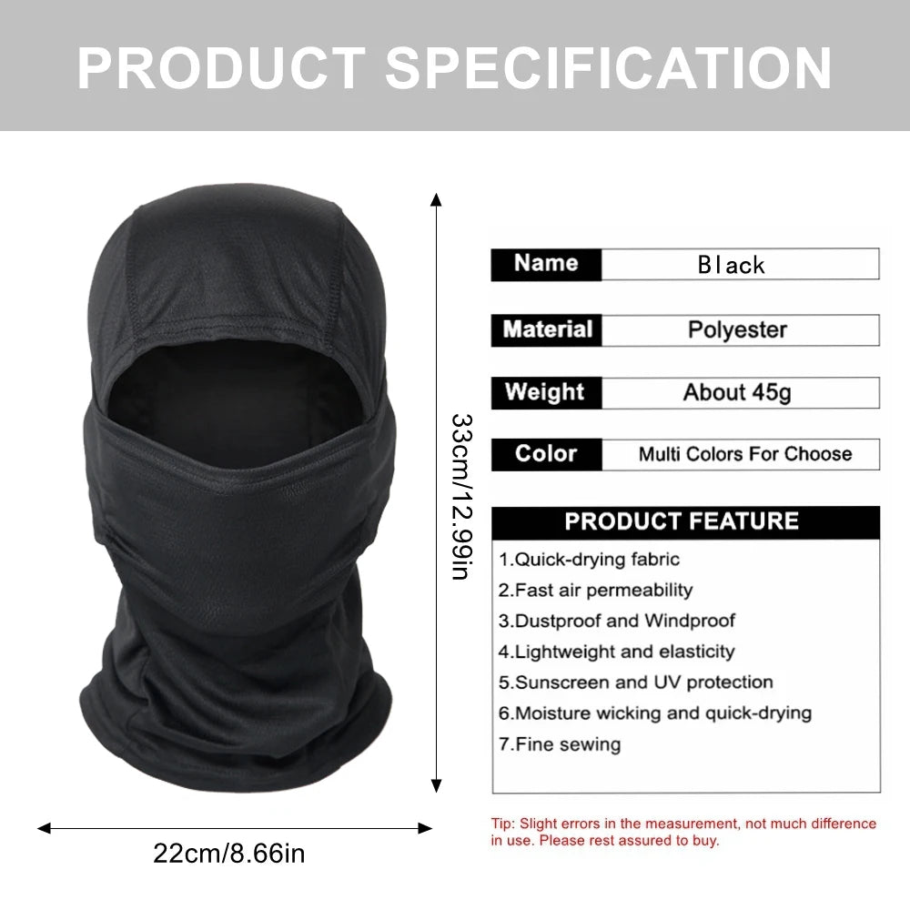 Tactical Windproof Balaclava for Bicycle Riding, Full Cover, Outdoor Hunting, Hiking Head, Warm Shield, Ski Scarf