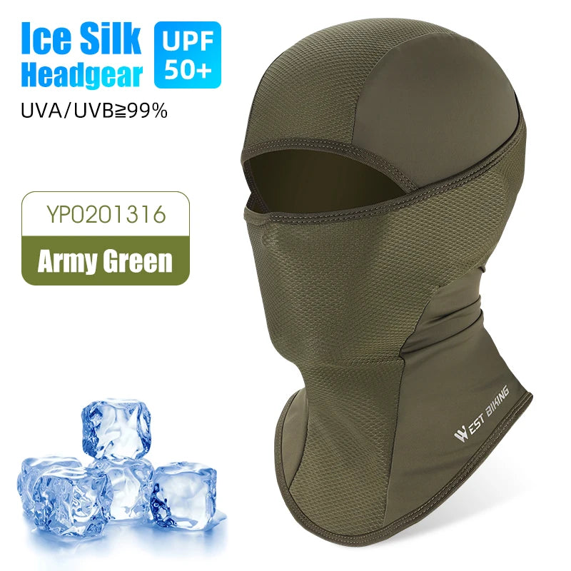 WEST BIKING Summer Ice Silk Cycling Cap Anti-UV Balaclava Men Women Sport Scarf Balaclava Bicycle Motorcycle Running Sport Gear